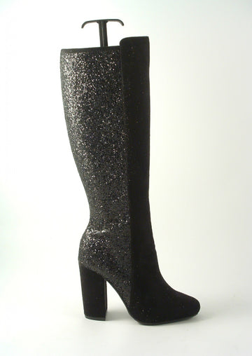 Glitz Shoes Tall Glitter Panel High Heeled Boots Glitz Shoes